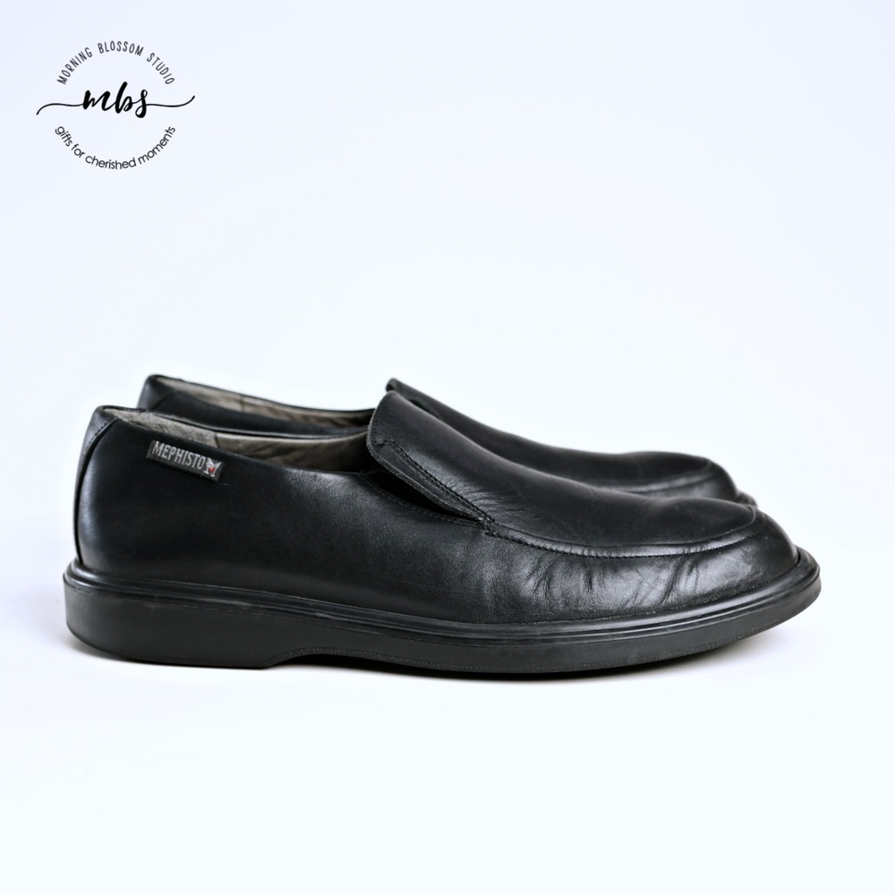 Mephisto Classic Leather Professional Comfort Business Loafers Black Men 10.5